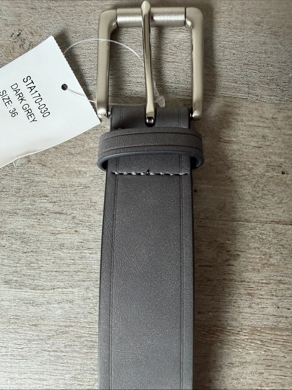 Men's Status Grey Leather Belt with Silver Buckle